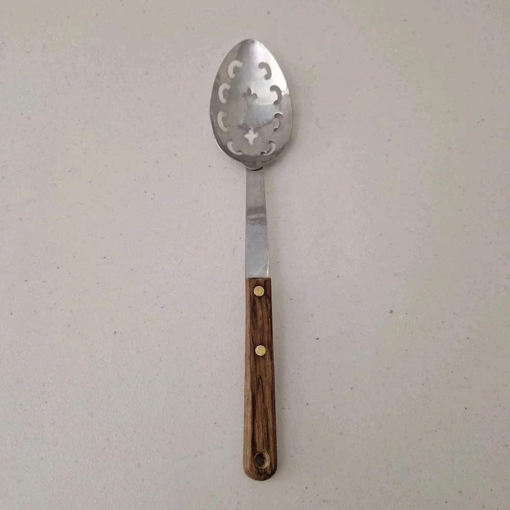 Vintage UTICA Blue Ribbon USA Forge‎ Slotted Spoon Serving Stainless Steel 12